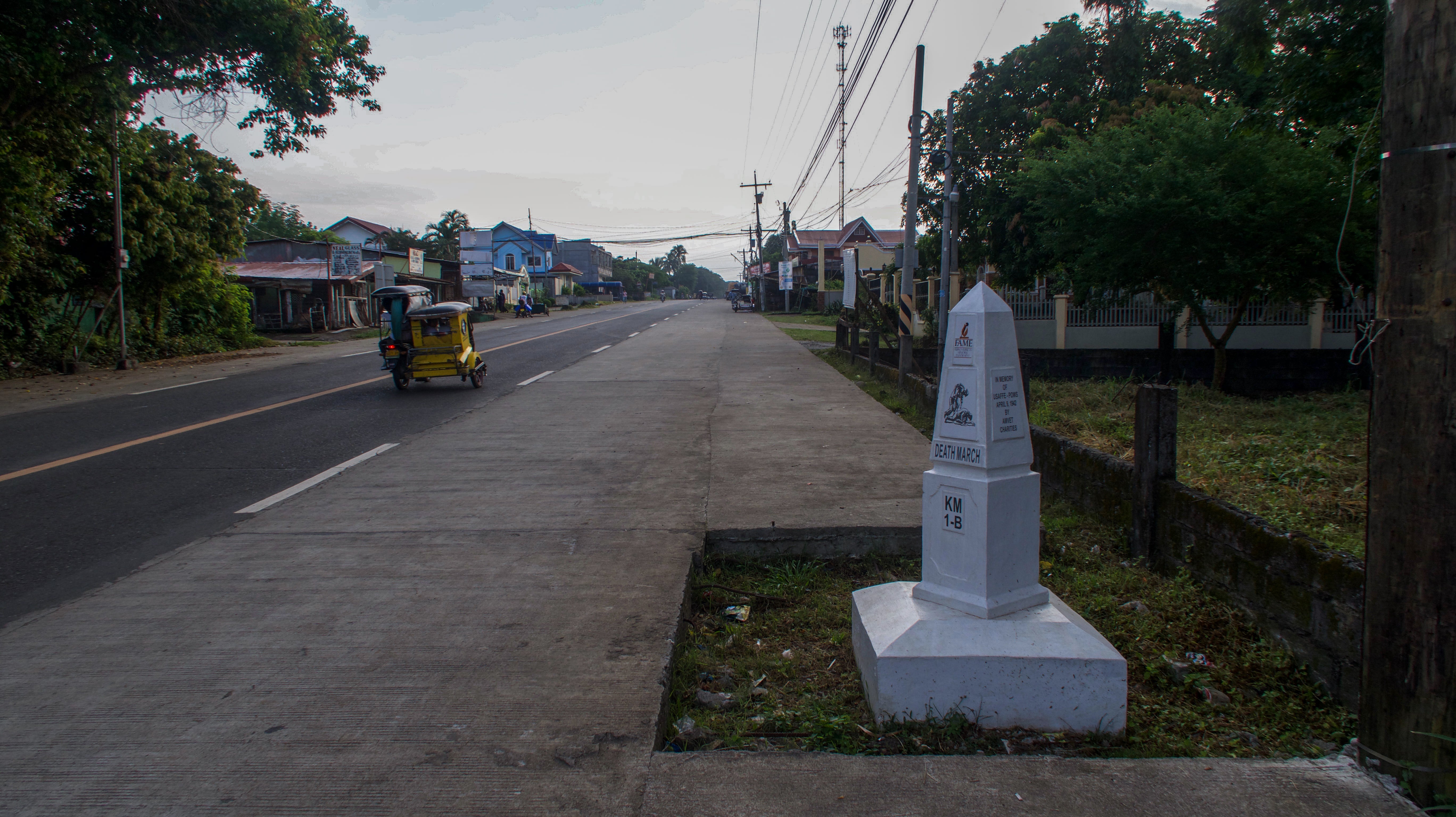 death marker as a monument of the deathmarch, located near the philippine-japanese friendship tower in bagac